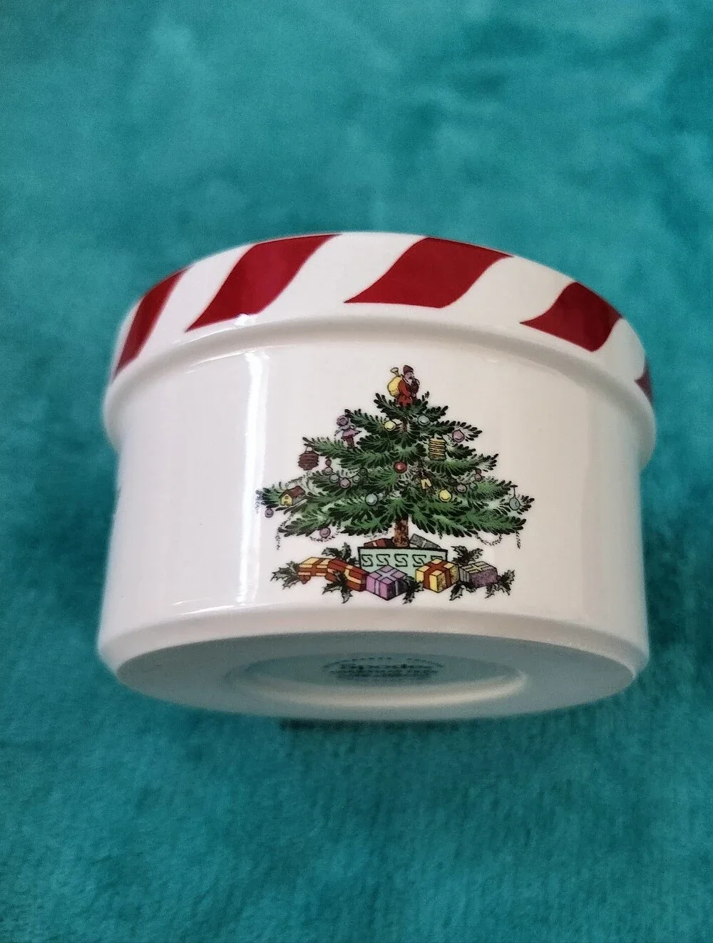 Vintage Spode Christmas Tree Peppermint Stripe Ramekin Dip Bowl Made in England
